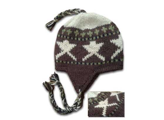 Brown star hat with earflap