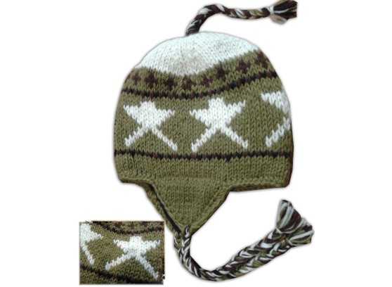 Green star hat with earflap