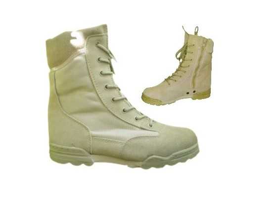 Zippered canvas tactic boot