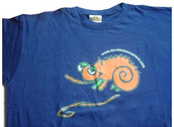 Navy lizard circle African cotton shortsleeved T-shirt