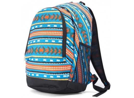 Backpack school blue ethnic